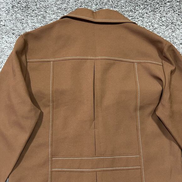 Vintage 70s JC Penney Leisure Jacket Polyester Disco Coat Dark Brown 42R Large - Picture 10 of 12
